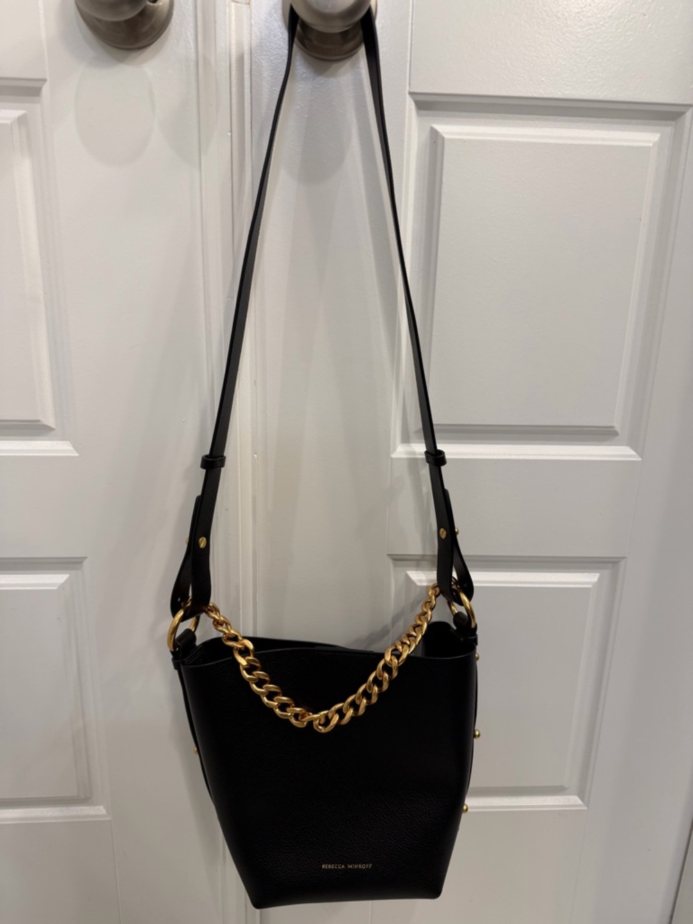 Rebecca Minkoff Black Leather Crossbody with Gold Chain (Offers welcome)